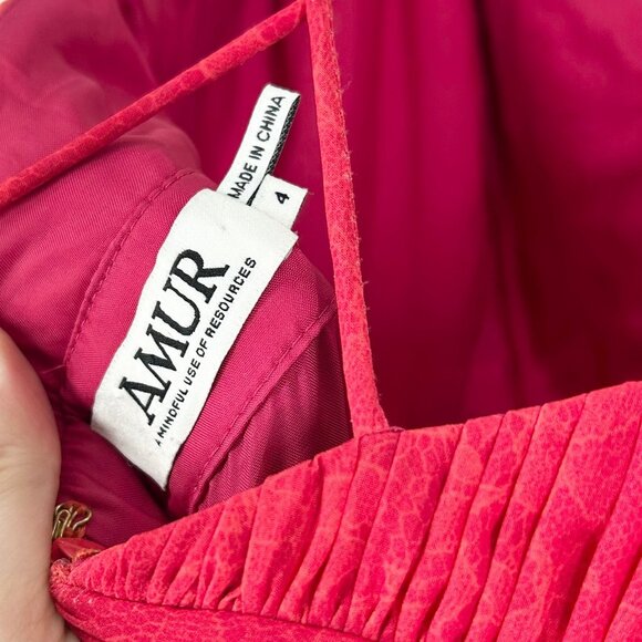 Amur Dominique Tiered Pleated Lace Print Maxi Dress in Raspberry Rose - Picture 7 of 11